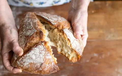 Ręce rozrywają świeży, chrupiący bochenek. Zastanawiasz się, jakie mąki na chleb bezglutenowy wybrać, by uzyskać taki efekt?