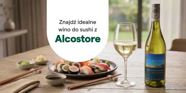 Idealne wino do sushi? Zobacz propozycję od Alcostore – butelka Sauvignon Blanc Tahuna czeka na Ciebie.